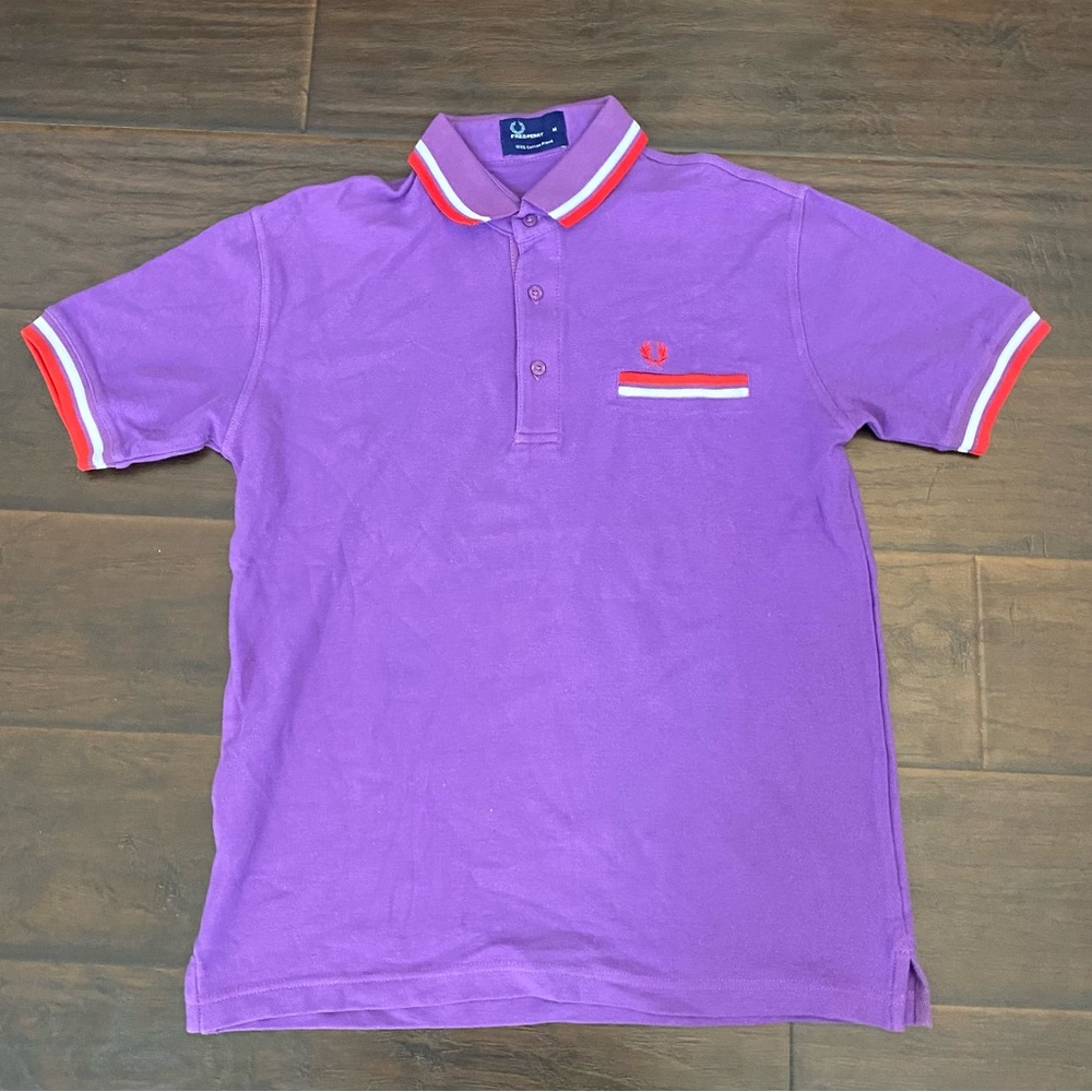 Fred Perry Purple Polo Shirt with Red & White Accents